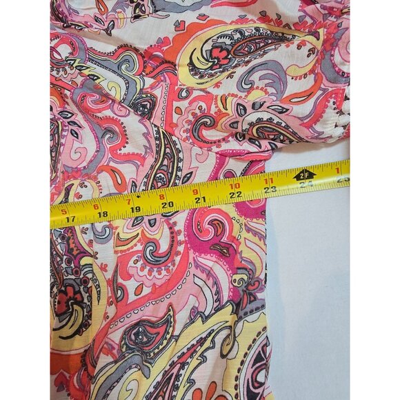 NY Collection Paisley Print Off-Shoulder Top Bell Sleeves Crochet Size 2X New - Picture 11 of 14